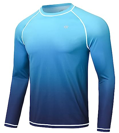 Huayuzh Rashguard UV Shirt Herren Langarmshirt Schwimm Tshirt Schnelltrocknend Atmungsaktiv Surfen Angeln Wandern Top