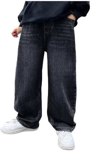 Baggy Jeans Jungen Straight Jeanshose Elastische Mit Taille Stretch Mode Denim Hosen Loose Fit Denim Vintage Hosen Lässige Weitem Bein Jeanshose Streetwear