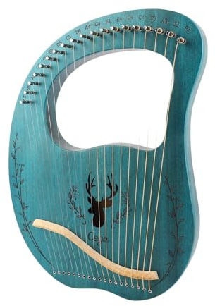 Leier Harfe,KOCAN 19-saitiges hölzernes Lyra-Harfen-Resonanzkasten-Saiteninstrument mit Stimmschlüssel,3 Plektren,Aufkleber,zusätzlicher Satz Saiten
