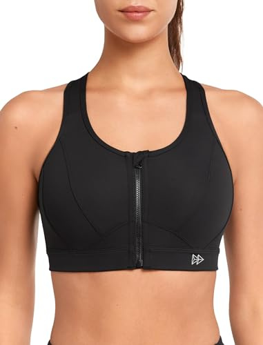Yvette Sport BH Starker Halt Vorderverschluss | Mesh Ringerrücken,Große Größen,eingenähte Cups,für Lauf Joggen Reiten