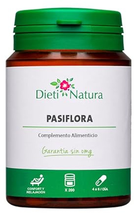 Dieti Natura Passionsflora 200 Kapseln – Passionsblume zur Bekämpfung von Nerven, Stress und Schlafstörungen, natürliches Antioxidans mit Flavonoiden, hergestellt in Frankreich