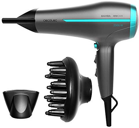 Cecotec Haartrockner DC-Motor IoniCare 5200 Aura Black, 2300W | Echter Ionengenerator, Großer Luftstrom Zum Schnellen Trocknen, Haarschutz Vor Extremer Hitze, Lockendefiniton, Glanzeffekt