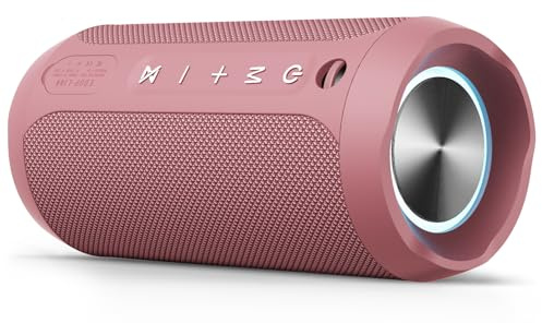 EDUPLINK Bluetooth-Lautsprecher IPX7 wasserdicht, kabellos, Pink | TWS SD LED LIGHT Klein Pink Geschenk robust und langlebig, Pool Strand Tragbar Camping Bass Sound Pink Geschenk