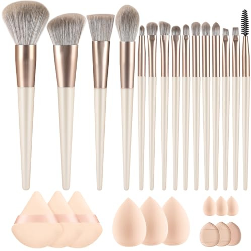 Pinselset Makeup 15pcs Make Up Pinsel Premium Synthetik Foundation Pinsel Makeup Pinsel Sets Für Alle Ihre Vielfältigen Makeup-Anwendungsbedürfnisse Lidschattenpinsel Mit 12 Stück MakeUpSchwämmchen