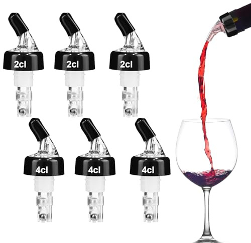 ACOMTUO 6 Stück Flaschenausgießer, Schnapsspender 2cl/4cl, Schnaps Ausgießer, Dosierausgießer Bar, Ausgießer für Ölflaschen pour Spouts Dosierer für Wein Schnaps Cocktails Öl