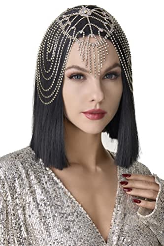 BABEYOND 1920s Stirnband Damen Haar Kette Gatsby Kostüm Accessoires 20er Jahre Flapper Blinkendes Haarband