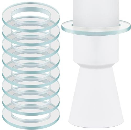 Zonon Set von 10 Transparente Runde Glas Tropfenfänger für Kerzen, 4 cm | Transparente Runde Tropfschutzmanschetten für Stabkerzen, Kerzenmanschetten für Kerzenständer, Kerzen