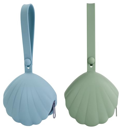 Lovbaby Schnullerbox aus Silikon, Pacifier Holder | Tragbares, Auslaufsicheres Design Schnullerbox für Unterwegs, BPA-frei, leicht zu reinigen, 2er-Pack (Sage+Ether)