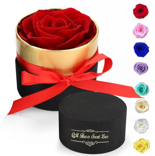RANJIMA Ewige Rose Geschenke für Frauen Muttertag,Infinity Rose Muttertagsgeschenke für Mama,Rote Rosen in Geschenkbox Geburtstagsgeschenk Frauen,Konservierte Blumen Geschenk Mama Freundin Oma Ehefrau
