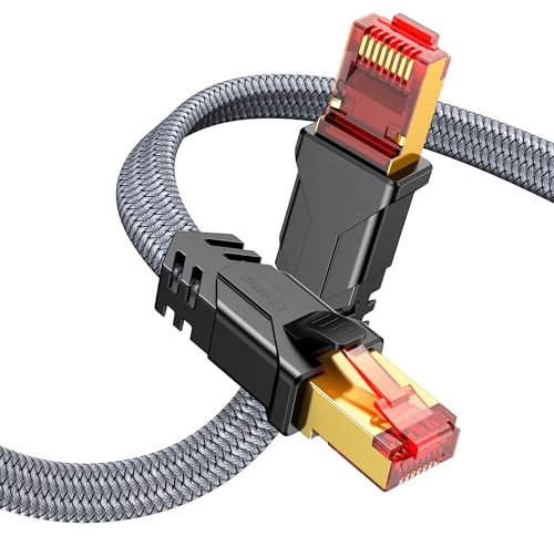 SNOWKIDS Cat 8 LAN Kabel 3m, 40Gbps Netzwerkkabel Ethernet Kabel 2000MHz S/FTP RJ45 Gigabit Nylon Patchkabel für PS5 Router Modem TV Switch Laptop