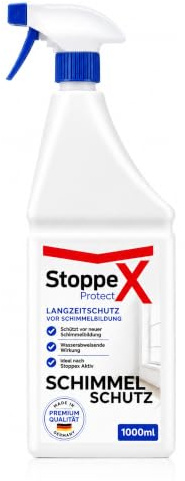 Stoppex Protect-dauerhafter Schimmelschutz. 1L vorbeugende Schimmelimprägnierung gegen Schimmelpilz für Wände, Mauerwerk, Bad und Fliesen - dauerhafter Schimmelstopp