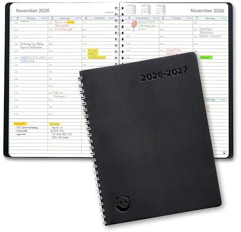 Terminplaner 2026 2027 von Smart Panda - Lehrerkalender & Schulplaner, Wochenplaner mit 30 Minuten Taktung – Akademischer Kalender Juli 2026 bis August 2027 - Softcover A5, auf Deutsch