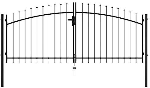 Willood Doppelflügel Gartentor mit Speerspitzen Doppeltor Zauntor Gartenpforte Tor Hoftor Industrietor Einfahrtstor Doppelflügeltor 300x150cm