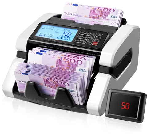 Geldscheinzähler mit LCD-Display STANEW, Multimodus-Zählung mit Einzelstückelungssummen, UV/MG/IR Erkennung, Geschwindigkeit >1000 Stück/min, geldzählmaschine für EUR/USD/GBP