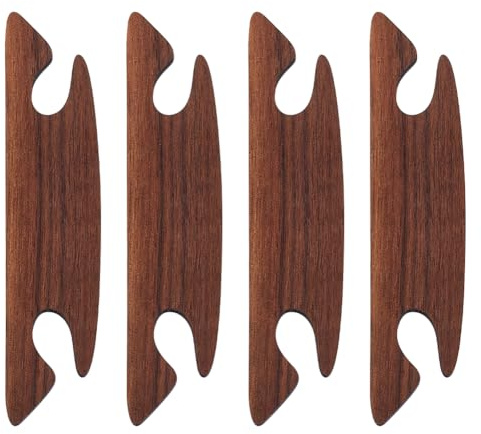 BENECREAT 4 Stück Walnuss Strickwebstuhl Schiffchen, 12x2.6 cm Braunes Webschiffchen, Handgefertigte Strick-Webstuhl-Werkzeuge Zum Weben, DIY-Bastel-Webzubehör, 3mm Dick