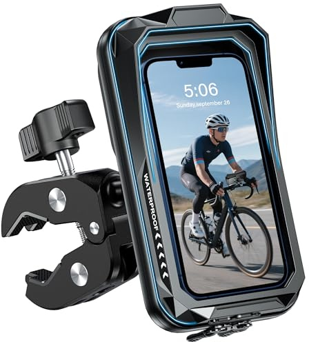 ENONEO Motorrad Handyhalterung Wasserdicht Handy Halterung Fahrrad Universal 360° Anti-Vibration Fahrradhalterung Handy Scooter Handyhalter Fahrrad Lenker für 4,7-7,0''