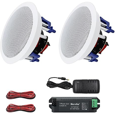 Herdio 5,25 Zoll Deckenlautsprecher, 300 Watt Kompatibel mit Bluetooth Einbaulautsprecher, Unterputz lautsprecher, Perfekt für Innen und Außenbereich, Schlafzimmer, Heimkino, Veranden (2 Lautsprecher)