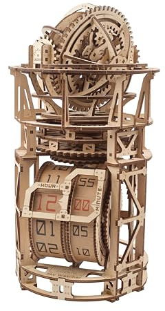 Ugears Sky Watcher Tourbillon Tischuhr - 3D Holzpuzzle Erwachsene Uhr Modellbausatz Erwachsene - Mechanische Sternwarte Bauset mit Tourbillon 3D Puzzle Holz Bausatz Geburtstagsgeschenk - 338 Teile