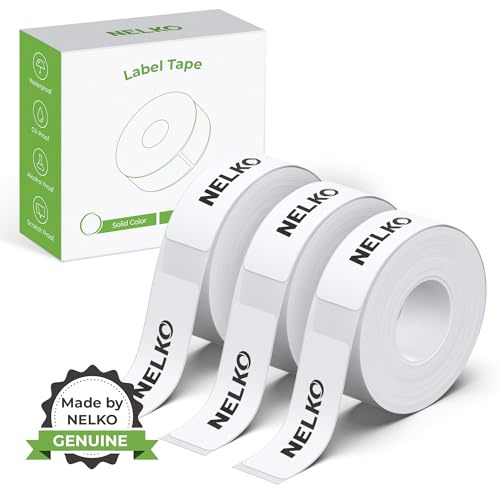 NELKO Original-Etikettierband für P21, angepasstes Etikettendruckpapier, 14 x 40 mm, Standard-Laminierungsersatz für Büro, Mehrzweck, P21, 180 Etiketten/Rolle, 3 Rollen, weiß