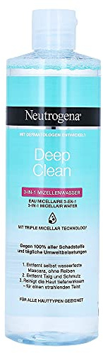 Neutrogena Deep Clean 3-in-1 Mizellenwasser, parfümfreie Gesichtsreinigung ohne Alkohol, sanfter Make-Up Entferner ohne Reiben, Mizellen Reinigungswasser für alle Hauttypen 400 ml