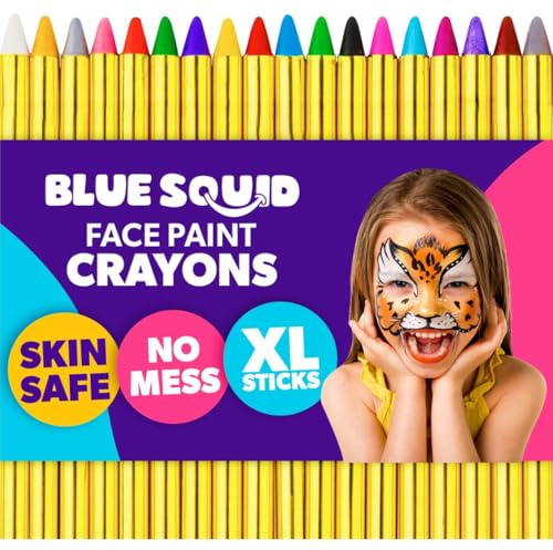 Blue Squid Kinderschminke Set, 18 Farben Gesichtsfarbe Schminkstifte, Kinder Schminkset Ideal für Partys Mädchen, Gesichtsfarben, Halloween, Fasching, Karnavel Professionelle Schminke