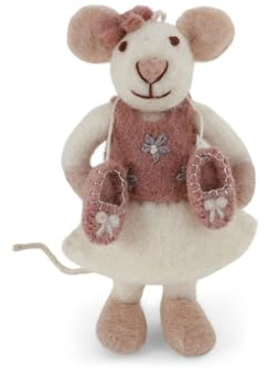 Gry & Sif Handgemacht & Fairtrade-Zertifiziert | Stilvolles dänisches Design X Nepali Kunsthandwerker Kleine weiße Ballarina-Maus | Deko-Figuren zum Hinstellen