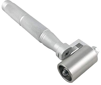 QWORK® Edelstahl Tapeten Nahtroller, Tapeten-Andrückroller mit Aluminiumlegierung Griff, Wand Papier Naht Dekoration Werkzeug (40mm)