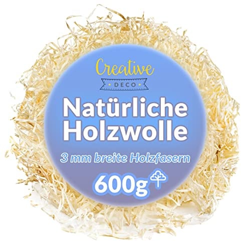 Creative Deco Holzwolle Füllmaterial | 600 g Holzspäne | Geschenkkörbe | Organisches Füllmaterial | Organischer Füllstoff | Dekorationsmaterial für Pakete Geschenk
