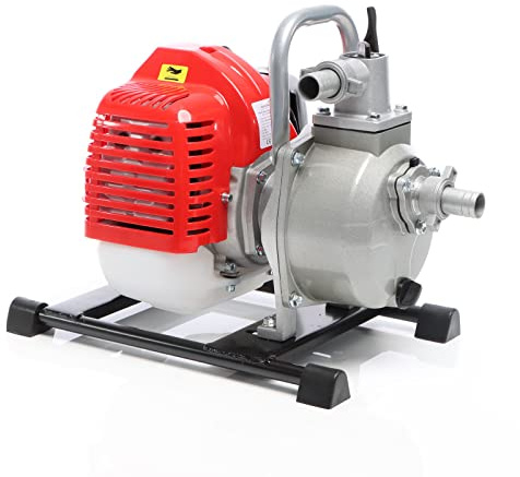 XPOtool Benzin Wasserpumpe 1,47 kW 15.000l/h 35m Förderhöhe, 38 mm Anschluss (1,5), Gartenpumpe Motorpumpe mit 2-Takt-Motor