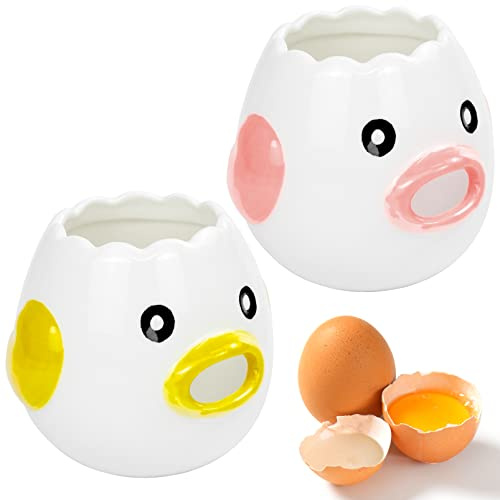 OVBOVA 2 Stück Egg Separator Keramik Eiweiß Eigelb Trenner Eigelb und Eiweißsiebe, geeignet für Küchenbackutensilien, Konditoreien und Bäckereien