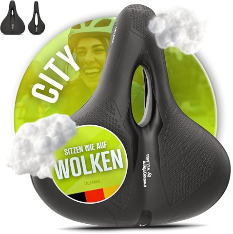 Velmia Fahrradsattel [Stadt] – Bequemer Sattel für Männer und Frauen – Konzept 3 Zonen – wasserdichter Fahrradsitz mit ergonomischem Design
