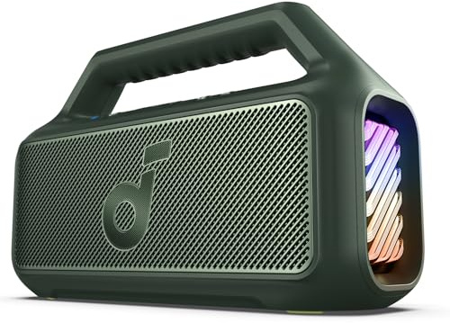 soundcore by Anker Boom 2 Outdoor-Lautsprecher, 80W, Subwoofer, BassUp 2.0 | 24h Akku, IPX7 Wasserdicht & Schwimmt, LED-Licht, EQ, BT 5.3, Mobiler Bluetooth-Speaker, Camping, Strand, Garten