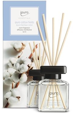 ipuro - Essentials Raumduft Cotton Fields 50ml | Raumerfrischer mit Sternanis, Vanilleblume & Geranie, Rose, Veilchen, Zedernholz Duft Aroma | Diffuser mit Stäbchen | Lufterfrischer für die Wohnung