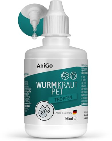 AniGo Wurmkraut PET Liquid Tropfen flüssig 50ml – für Hunde & Katzen, mit echtem Wurmkraut (Artemisia Absinthium) in rezepturbasierter Pflanzenformel, geeignet für alle Haustiere