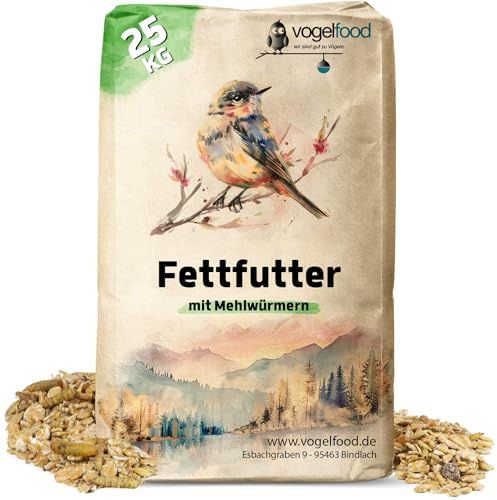 Vogelfood 25 kg Fettfutter mit Mehlwürmern für Wildvögel