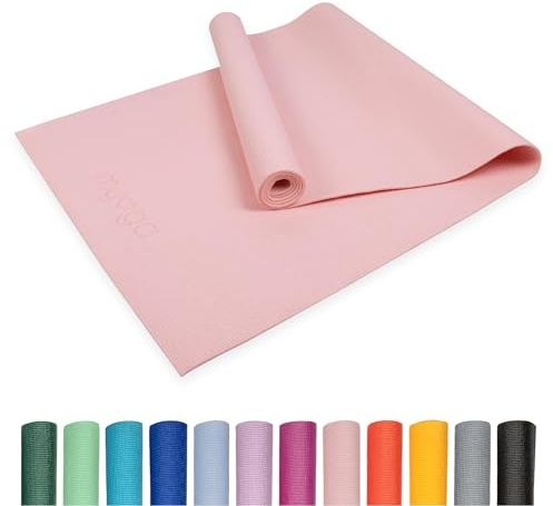 Myga Einsteiger-Yogamatte | Rutschfest & Leicht zu tragen – 4 mm Dicke | Ideal für Yoga, Pilates, Meditation & Fitnessübungen | 173 cm x 61 cm x 4mm | Rosa