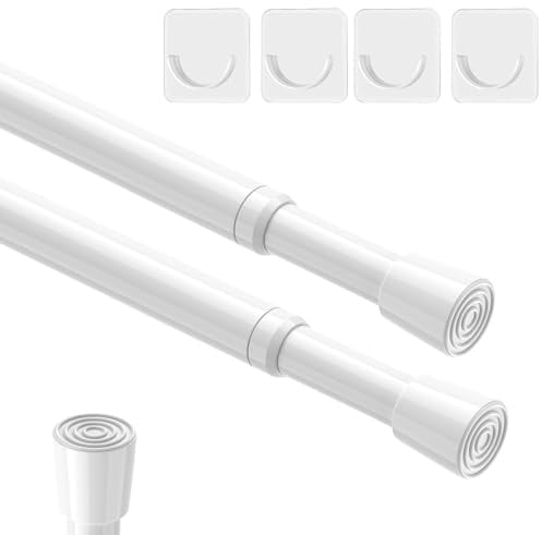 AIZESI 2 Stücks Gardinenstange ohne Bohren 68 bis 100 cm，Klemmstange für Gardinen, Vorhangstange Klemmstange Verstellbare, Weiß Teleskopstange Vorhangstange ohne Bohren für Fenster, Tür, Küche