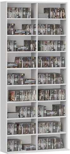HOMCOM CD Regal CD-Ständer für bis zu 640 78,5 x 24 x 175 cm, Weiß