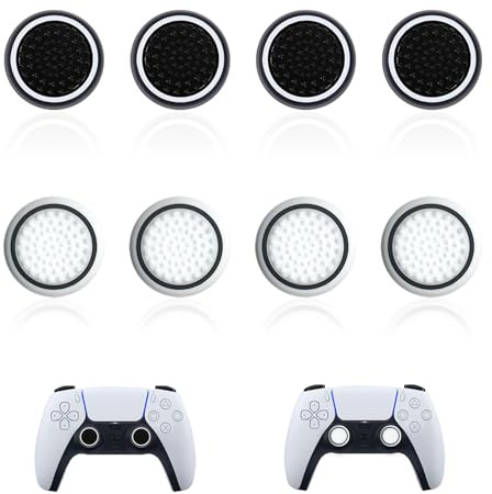Dreamil Silikon Joystick Kappen 8 StückRutschfeste Gamepad Caps Hochwertiges Silikonmaterial Controller Sticks Grips für PS5/PS4/PS3（Schwarz/Weiß）