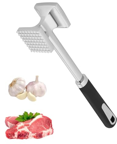 Fleischhammer Fleischklopfer aus Edelstahl 27 cm Fleischklopfer für Steak | Doppelseitig Antihaft Schnitzelklopfer aus Edelstahl, Meat Tenderizer für Steak Schnitzel, Koteletts, Schwein Huhn