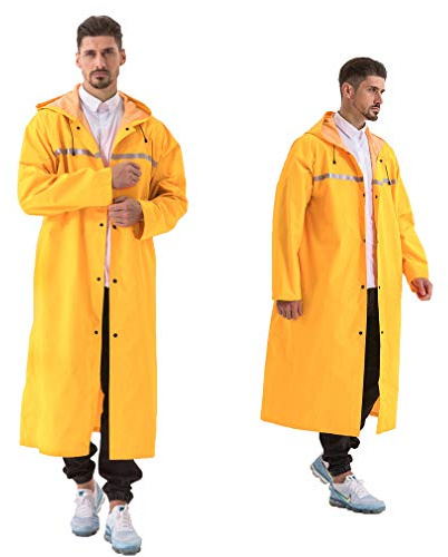 Pahajim Adult Lang Regenponcho Wasserdicht Regenjacke Leichte Atmungsaktiv Regenmantel Fahrrad Poncho Wasserdichte Regencape für Herren Damen,Gelb 3XL