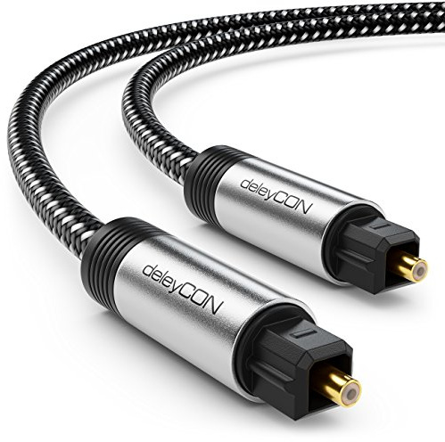 deleyCON 15m Toslink Kabel Optisches Digital Audio Kabel mit Metallstecker & Nylon Mantel - SPDIF Lichtwellenleiter
