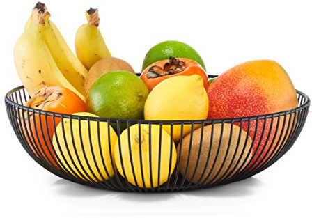 Zeller 27382 Obstkorb, Metall, Schwarz, ca. Ø 28 x8 cm, schwarze Schale für Obst, Gemüse, Brot, Obstschale, Geschenkkorb, moderne Küche
