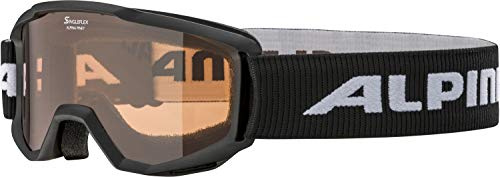 ALPINA PINEY - Beschlagfreie, Extrem Robuste & Bruchsichere Skibrille Mit 100% UV-Schutz Für Kinder, black, One Size