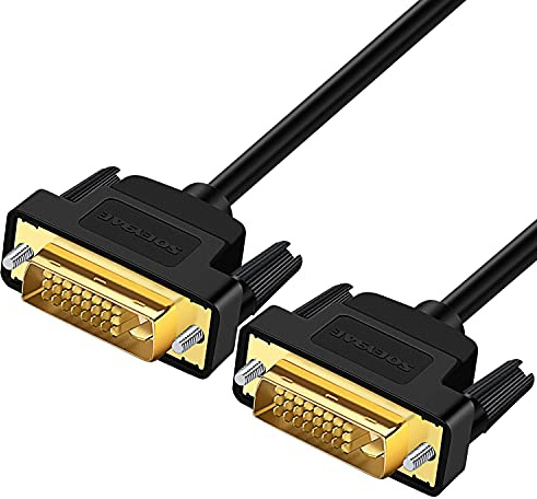 SOEYBAE DVI zu DVI Kabel 1m, DVI-D 24+1 HD TV Auflösung 1920x1200, vergoldete Kontakte, Adapterkabel mit Ferritkern, schwarz