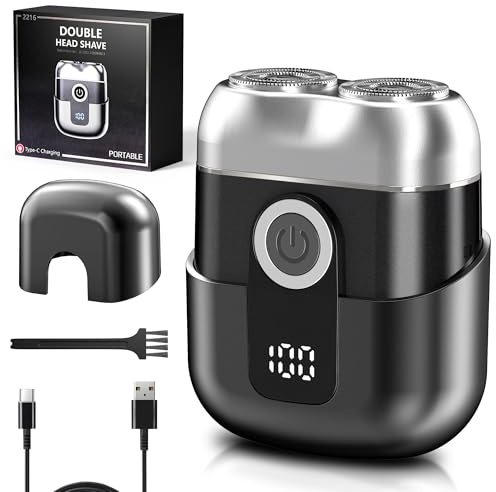 Yeerain Mini Rasierer Herren Elektrisch mit LED-Anzeige, IPX6 Wasserdichter Elektrorasierer Herren, Tragbarer Stumm Waschbar Mini Elektrorasierer, Shaver Men Grau