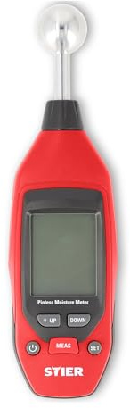 STIER Feuchtigkeitsmessgerät Bis 40 mm Tiefe | Messbereich 0 - 100, LCD-Display, Praktische Alarm- & Hold-Funktionen, Batteriebetrieben
