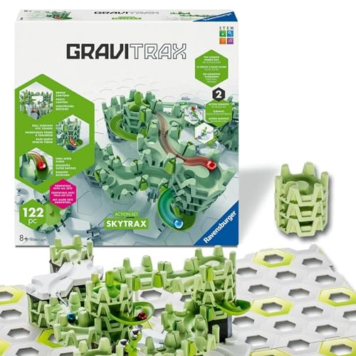 Ravensburger GraviTrax BASE Action-Set M Skytrax - Kugelbahn ab 8 Jahre | Murmelbahn ab 8 Jahre, 122 Bauteile, 3 Kugeln, Konstruktionsspielzeug, Alleine bespielbar, Geschenk für Kinder