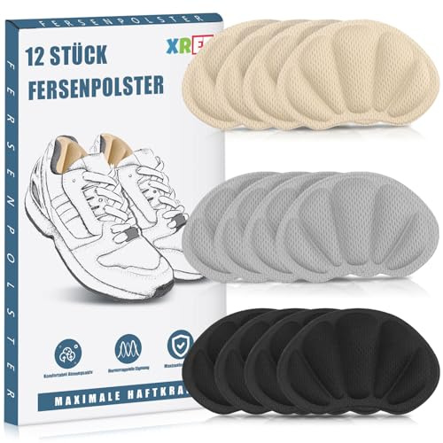 6 Paar Fersenpolster, Fersenschutz Fersenkissen Selbstklebend Fersenschutzpolster gegen Reibung Fersenpads Antirutsch Einlagen für Männer Frauen(Grau&Schwarz&Hautfarben)