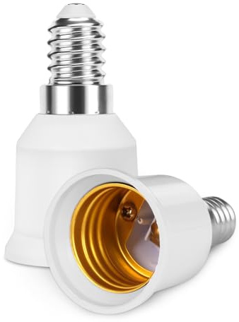 AUAUY Adaptateur Convertisseur de Douille E14 à E27, Puissance Maximale 60W | Tension Nominale 220V, Adaptateur SES vers ES pour Ampoules à Incandescence, Ampoules LED, Lot de 2